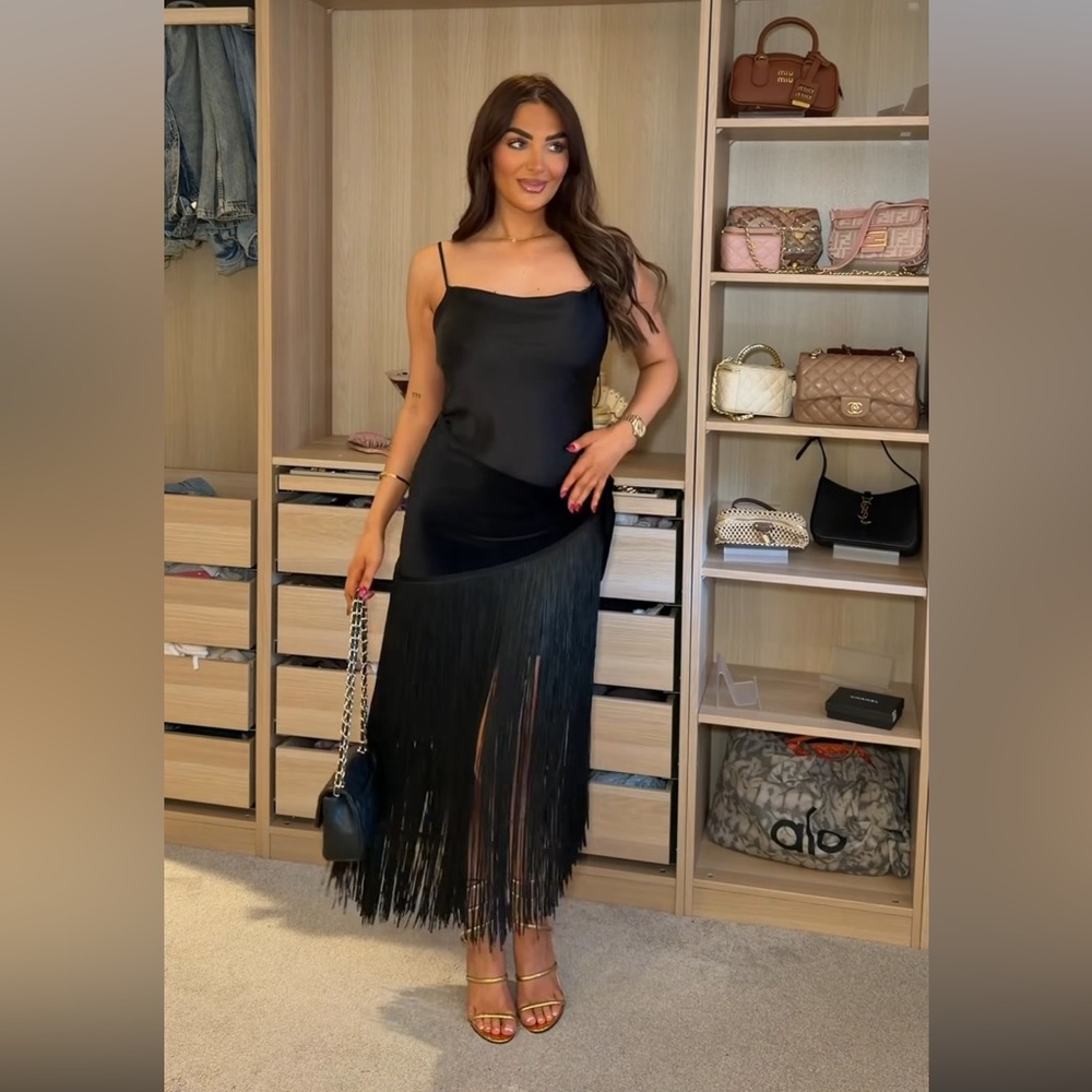 ✨LAST ZARA COMBINATION FRINGE LONG DRESS